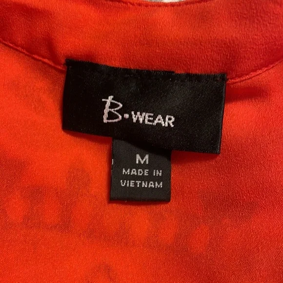 Orange Ruffled Chest Tank / Sleeveless Blouse, Size Medium by B Wear - Picture 5 of 7